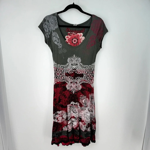 Desigual Floral Paisley U Neck Patch Maxi Dress - Picture 1 of 5